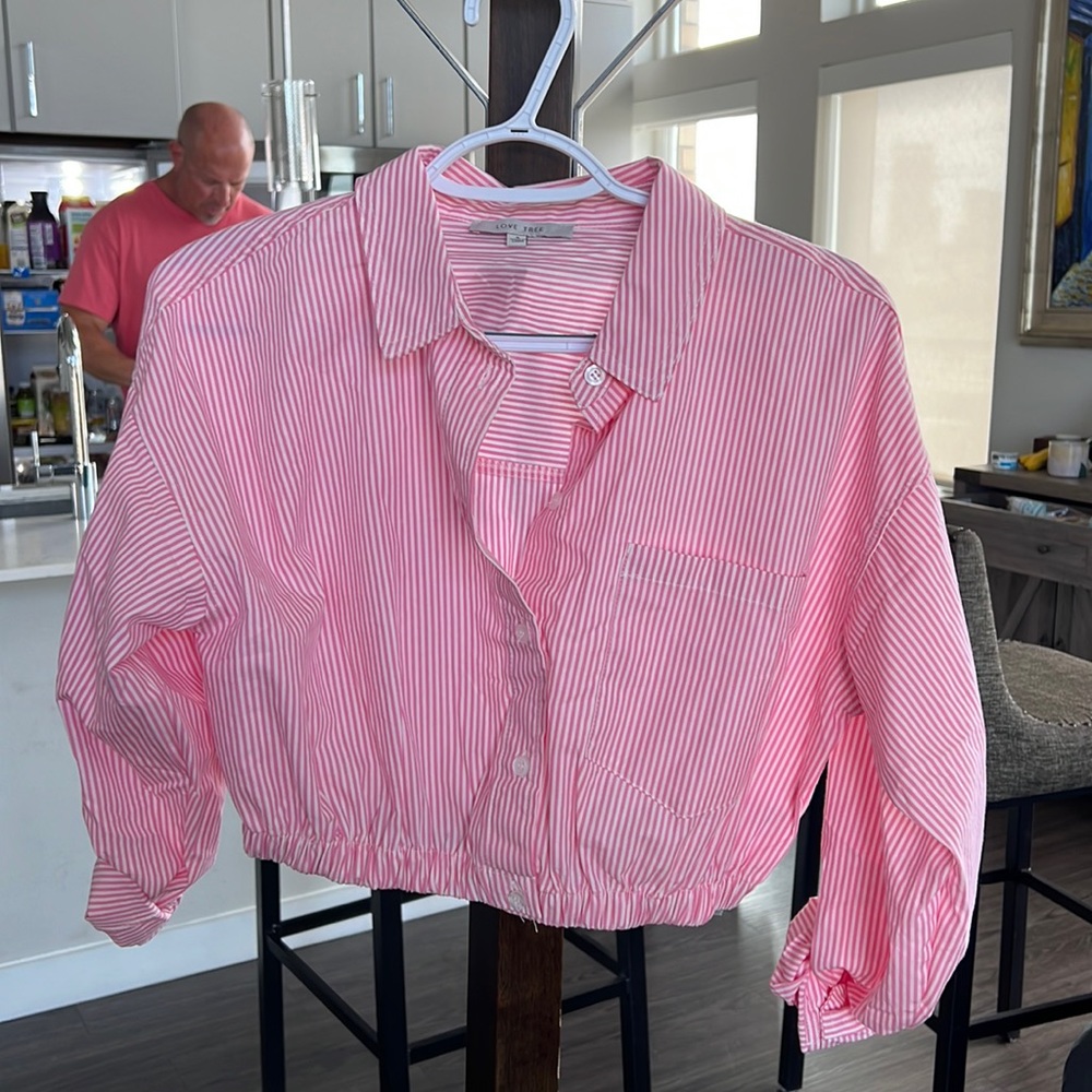 cropped button down